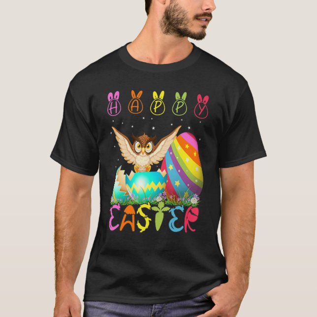 Easter Day Owl Matching Family Cute Easter Costume T-Shirt (Front)