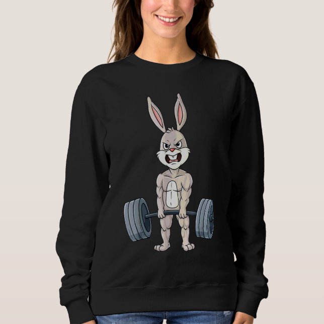 Easter Day Rabbit Weightlifting Funny Deadlift Fit Sweatshirt (Front)