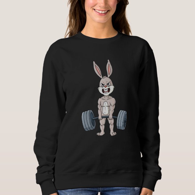 Easter Day Rabbit Weightlifting Funny Deadlift Fit Sweatshirt (Front)