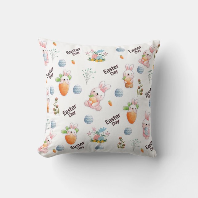 Easter Day Rabbits Pattern Cushion (Front)