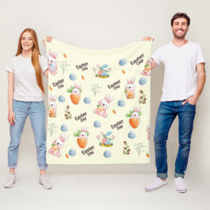 Easter Day Rabbits Pattern Fleece Blanket