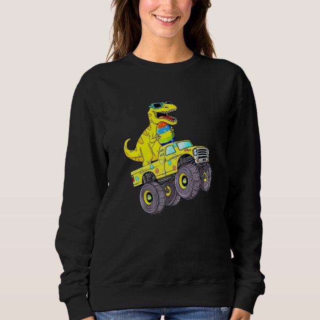 Easter Day Rex Dino Riding A Monster Truck Boys Gi Sweatshirt (Front)