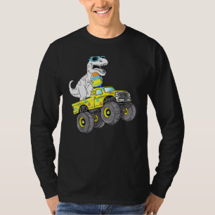 Easter Day Rex Dino Riding A Monster Truck Boys Gi T-Shirt