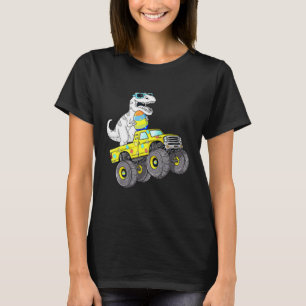 Easter Day Rex Dino Riding A Monster Truck Boys Gi T-Shirt
