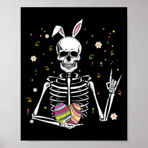 Easter Day Skull Skeleton Bunny Rock Hand Rocker B Poster