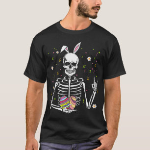 Easter Day Skull Skeleton Bunny Rock Hand Rocker B T-Shirt