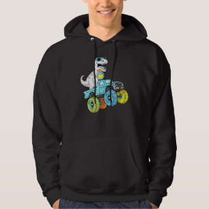 Easter Day T Rex Dino Riding A Monster Truck Boys  Hoodie