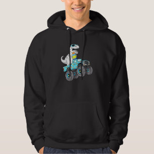 Easter Day T Rex Dino Riding A Monster Truck Boys Hoodie