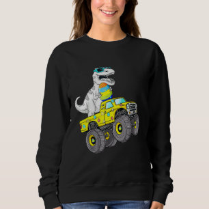 Easter Day T Rex Dino Riding A Monster Truck Boys Sweatshirt