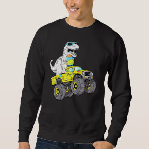 Easter Day T Rex Dino Riding A Monster Truck Boys  Sweatshirt