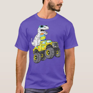 Easter Day T Rex Dino Riding A Monster Truck Boys T-Shirt