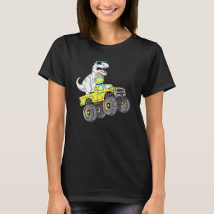 Easter Day T Rex Dino Riding A Monster Truck Boys  T-Shirt