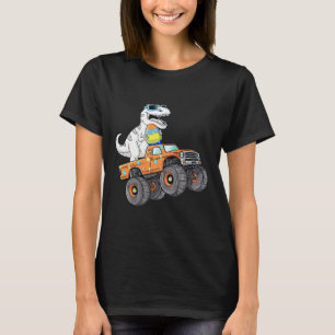 Easter Day T Rex Dino Riding A Monster Truck Boys  T-Shirt