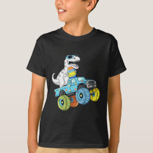 Easter Day T Rex Dino Riding A Monster Truck Boys  T-Shirt