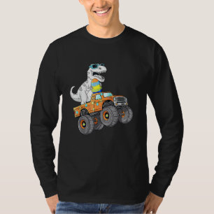 Easter Day T Rex Dino Riding A Monster Truck Boys  T-Shirt