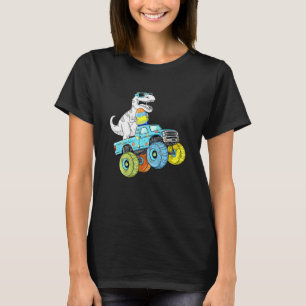 Easter Day T Rex Dino Riding A Monster Truck Boys  T-Shirt
