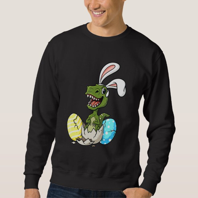 Easter Day T Rex With Bunny Ears Eggs Funny Boys G Sweatshirt (Front)