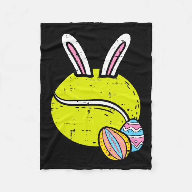 Easter Day Tennis Ball Bunny Design Fleece Blanket (Front)