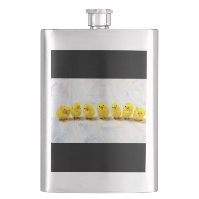 Easter Decoration - chicks in a row Hip Flask (Front)