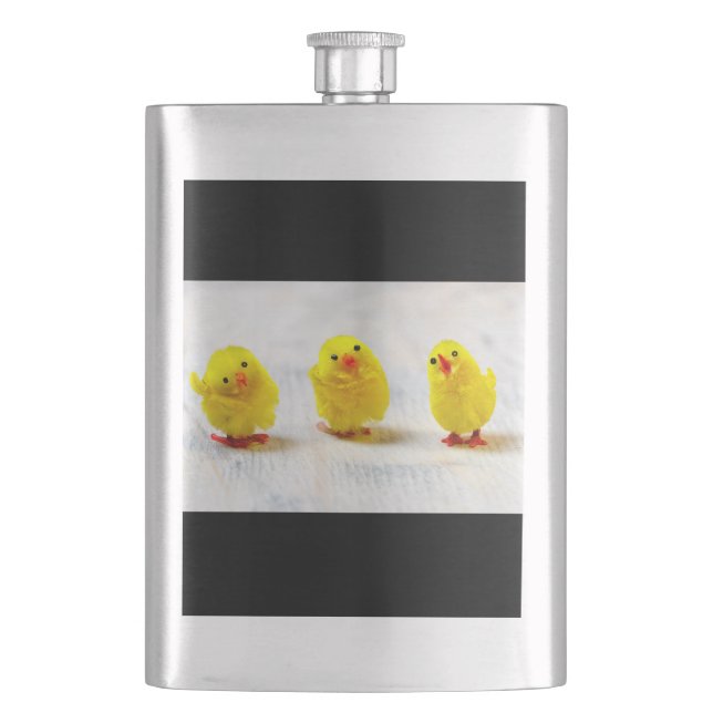 Easter Decoration - chicks in a row Hip Flask (Front)