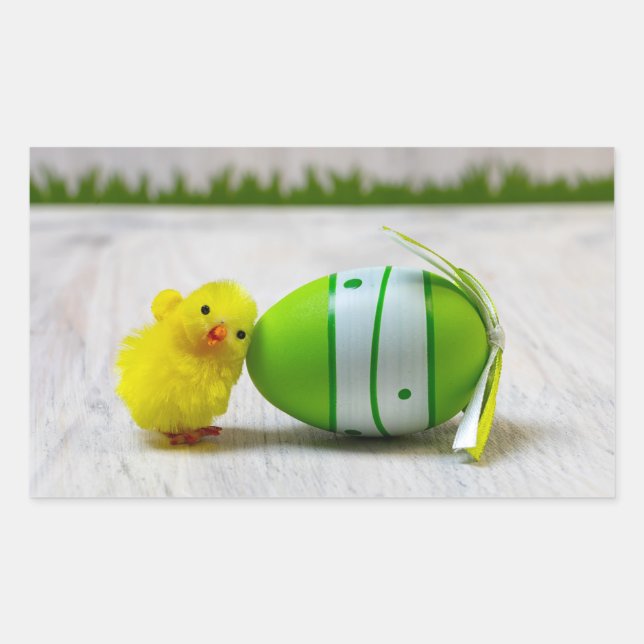 Easter Decoration - Easter egg and chick Rectangular Sticker (Front)