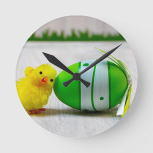 Easter Decoration - Easter egg and chick Round Clock