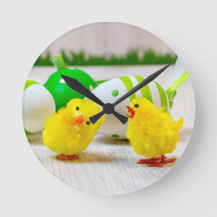 Easter Decoration - Easter egg and chicks Round Clock