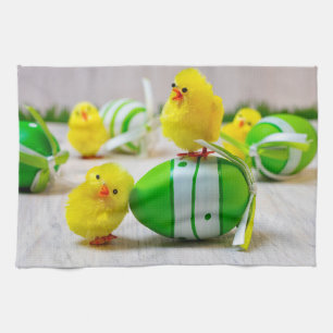 Easter Decoration - Easter egg and chicks Tea Towel