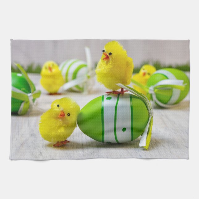 Easter Decoration - Easter egg and chicks Tea Towel (Horizontal)