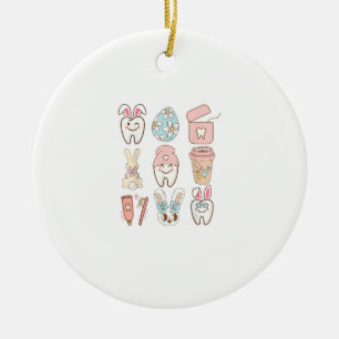 Easter Dental Assistant Tooth Bunny Dentist T-Shir Ceramic Tree Decoration
