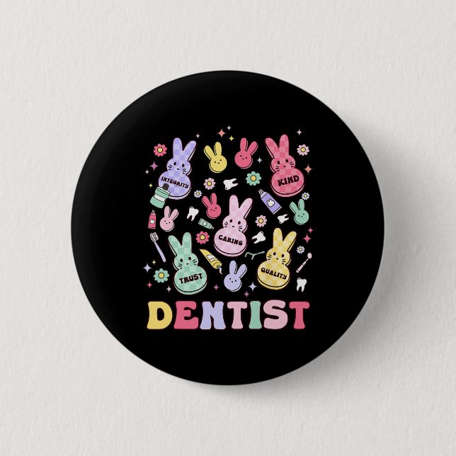 Easter Dentist Retro Rdh Dental Hygienist Squad Bu 6 Cm Round Badge (Front)