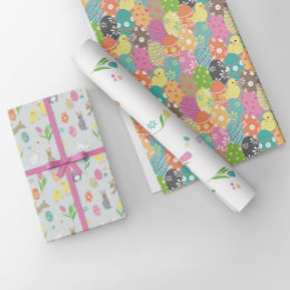Easter designs with fun decorated and painted eggs wrapping paper sheet