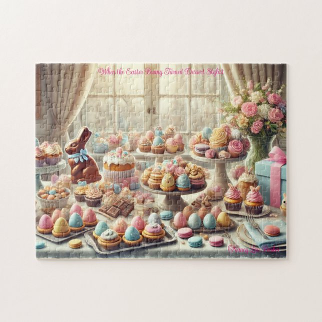 Easter Dessert Table,  Spring Treats Bunny Party Jigsaw Puzzle (Horizontal)