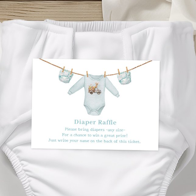 Easter Diaper Raffle Blue Boy Baby Shower Enclosure Card (Creator Uploaded)