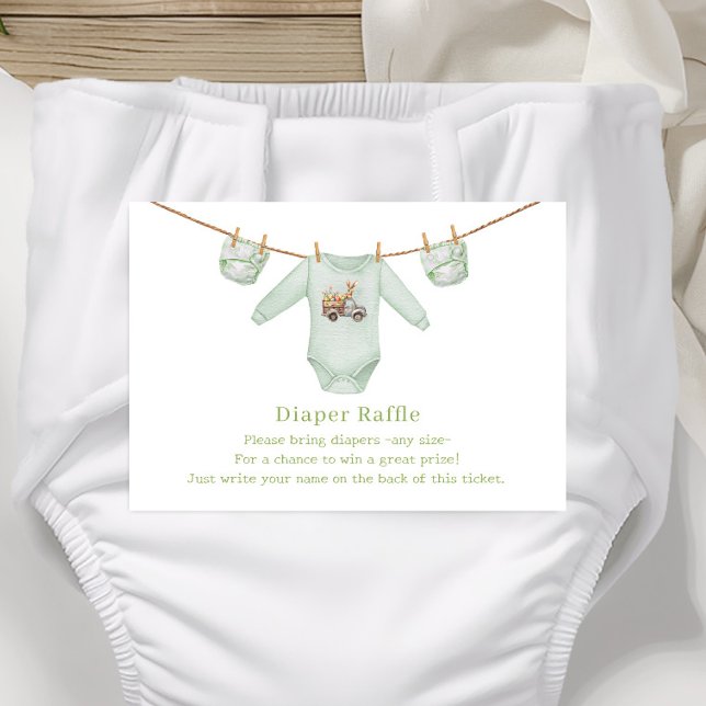 Easter Diaper Raffle Green Neutral Baby Shower Enclosure Card (Creator Uploaded)