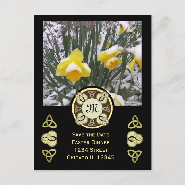 Easter Dinner Trinity Knot W Photo & Monogram Postcard (Front)