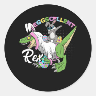 Easter Dino Eggcellent Dancing Bunny Dab On Trex D Classic Round Sticker