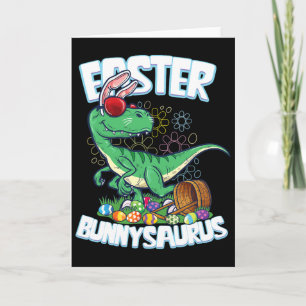 Easter Dinosaur Shirt Bunny Egg Hunt Kids Boys Vel Card