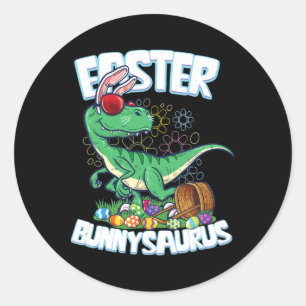 Easter Dinosaur Shirt Bunny Egg Hunt Kids Boys Vel Classic Round Sticker