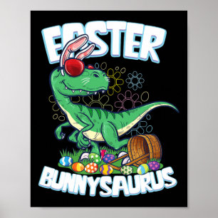 Easter Dinosaur Shirt Bunny Egg Hunt Kids Boys Vel Poster