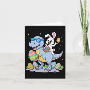 Easter Dinosaur T-rex And Bunny Holding Colourful  Card