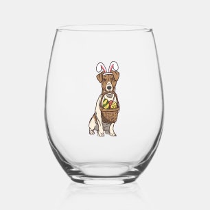Easter Dog Bunny Costume Christian Festival Egg Stemless Wine Glass