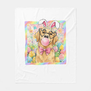 Easter Dog Bunny Ear Funny Golden Retriever Easter Fleece Blanket