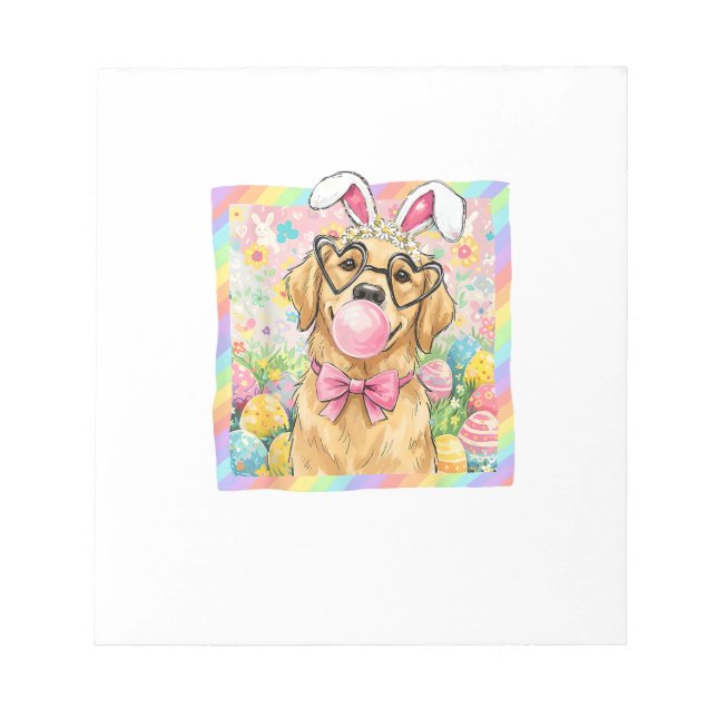Easter Dog Bunny Ear Funny Golden Retriever Easter Notepad (Front)
