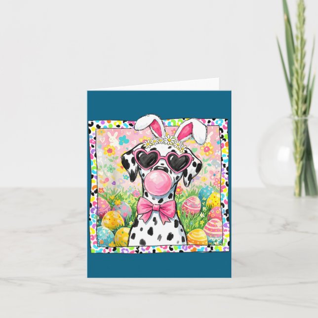 Easter dog bunny ears funny dalmatian easter bunny card (Front)