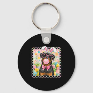 Easter dog bunny ears funny rottweiler easter bunn key ring