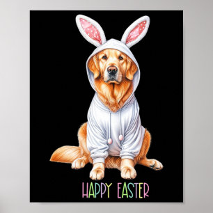 Easter Dog Bunny Spring Golden Retriever Easter Eg Poster