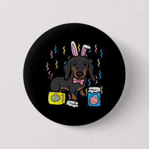 Easter Dog Dachsund Bunny Cute Egg Hunting Girls B 6 Cm Round Badge