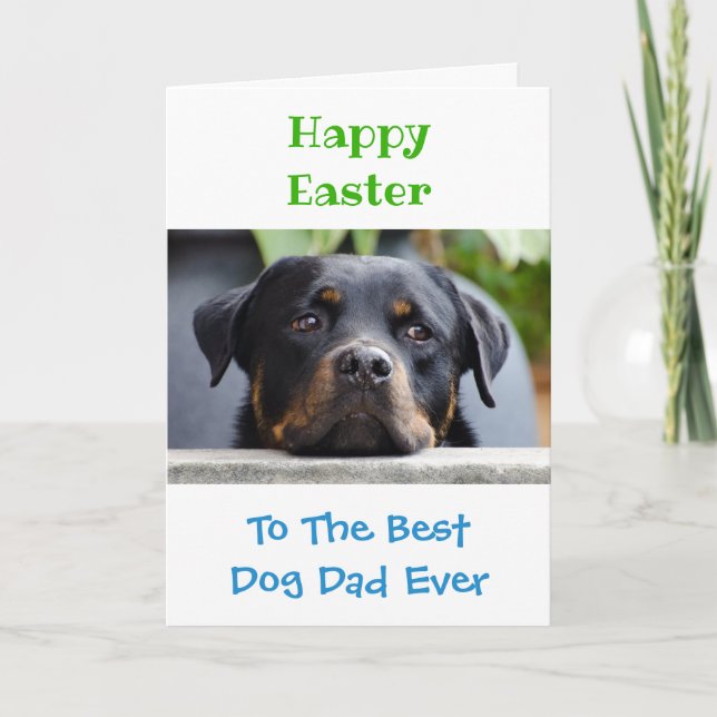 Easter Dog Dad World's Best Ever Pet Photo Holiday Card (Front)