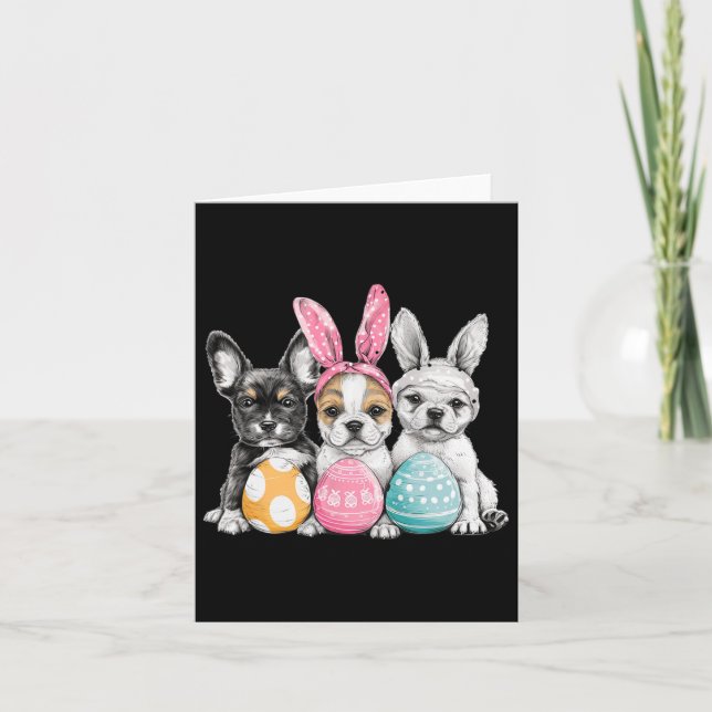 Easter Dog Easter Dog Bunny Ears Easter Egg  Card (Front)